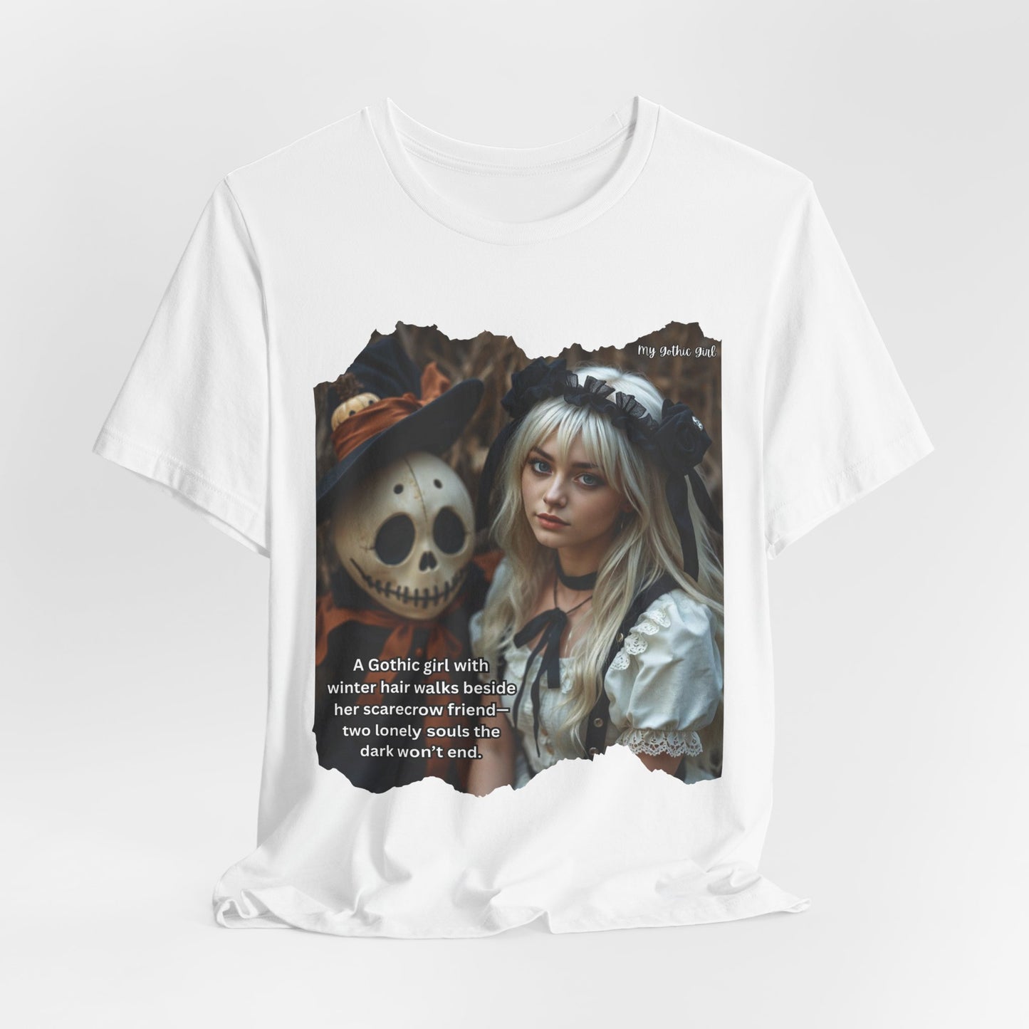 My Gothic Girl T-Shirt "Scarecrow Friend" – Whimsy Goth Streetwear, Dark Poetry Fashion, Alt Aesthetic Apparel