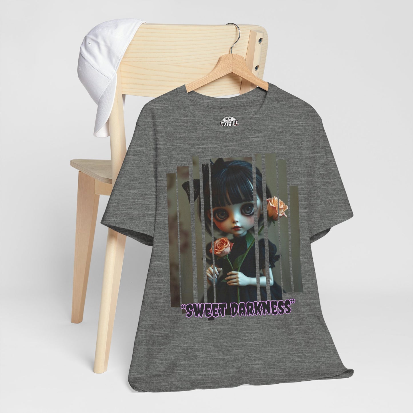 “Sweet Darkness” — Kawaii-style Gothic doll Graphic T-Shirt – Alt Aesthetic Poetic Goth Street-wear