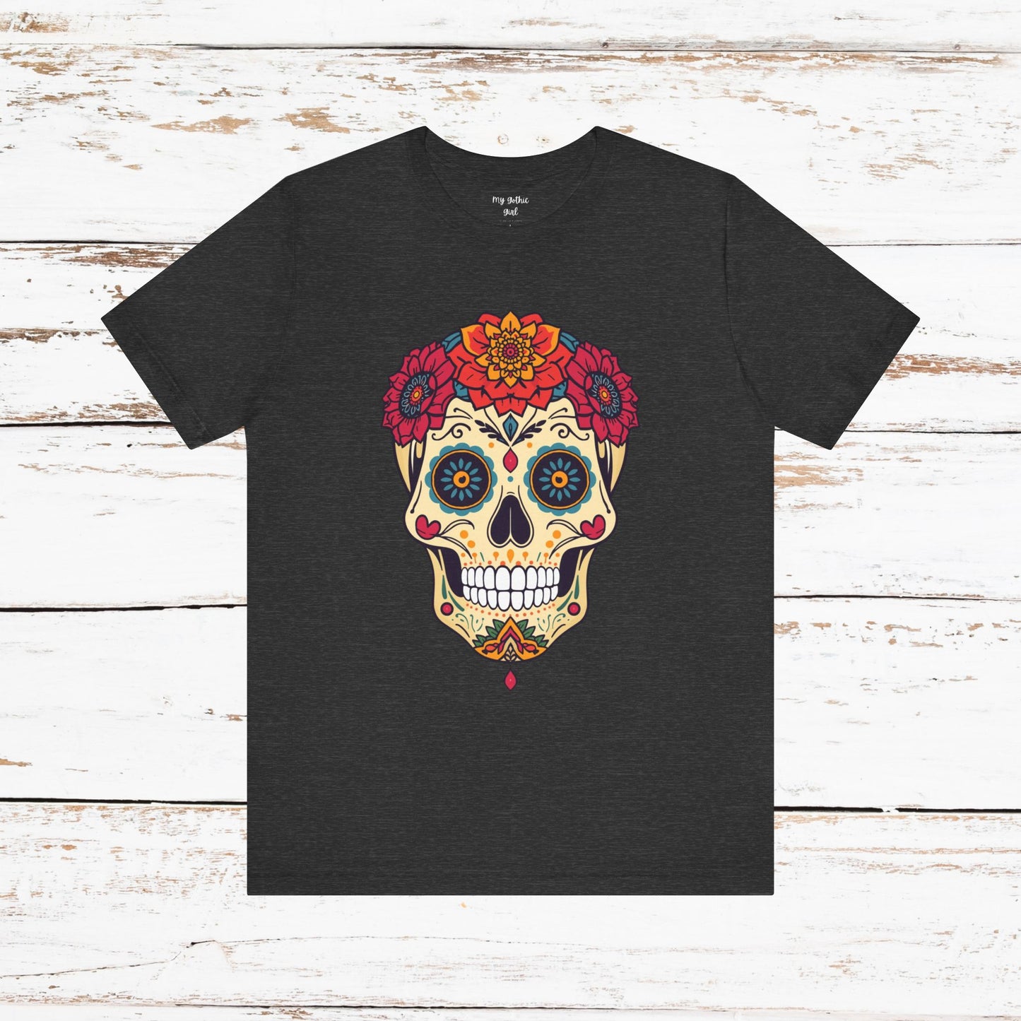 Day of the Dead Sugar Skull T‑Shirt — Floral Calavera Graphic Tee