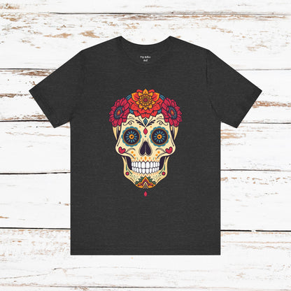 Day of the Dead Sugar Skull T‑Shirt — Floral Calavera Graphic Tee