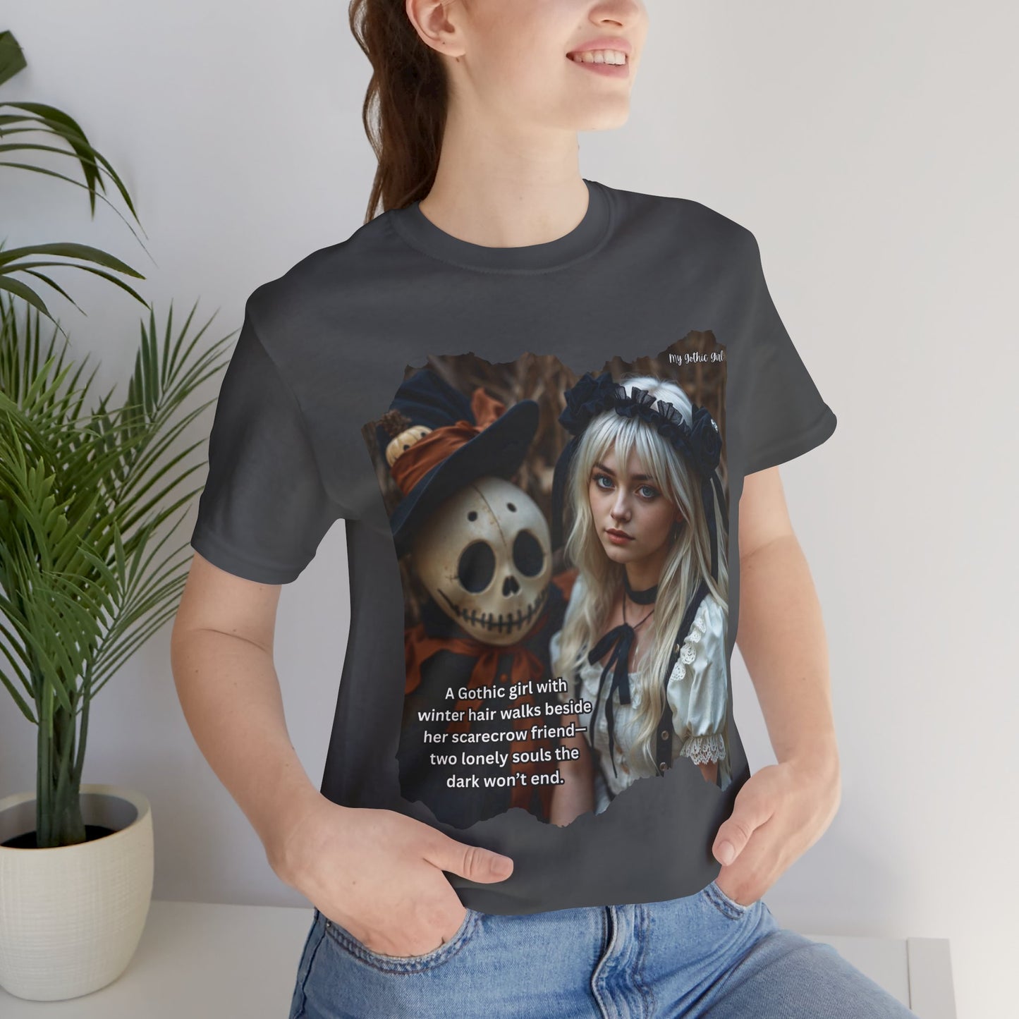 My Gothic Girl T-Shirt "Scarecrow Friend" – Whimsy Goth Streetwear, Dark Poetry Fashion, Alt Aesthetic Apparel