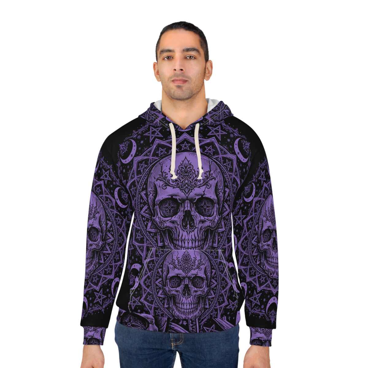 Skull Mandala Moon All-Over-Print Hoodie — 'My Gothic Girl' Gothic Hooded Sweatshirt