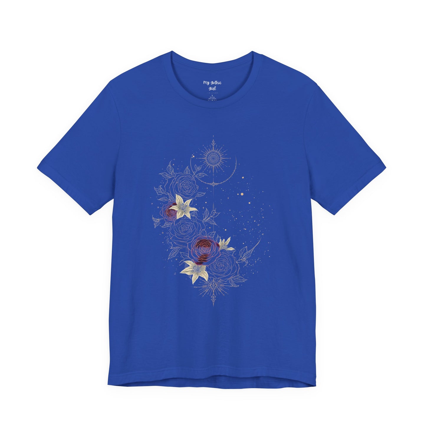 “Dark Floral Moon & Ornamental Geometry” T-Shirt Dark Floral Moon Ornamental Geometry Unisex Jersey Short Sleeve Tee