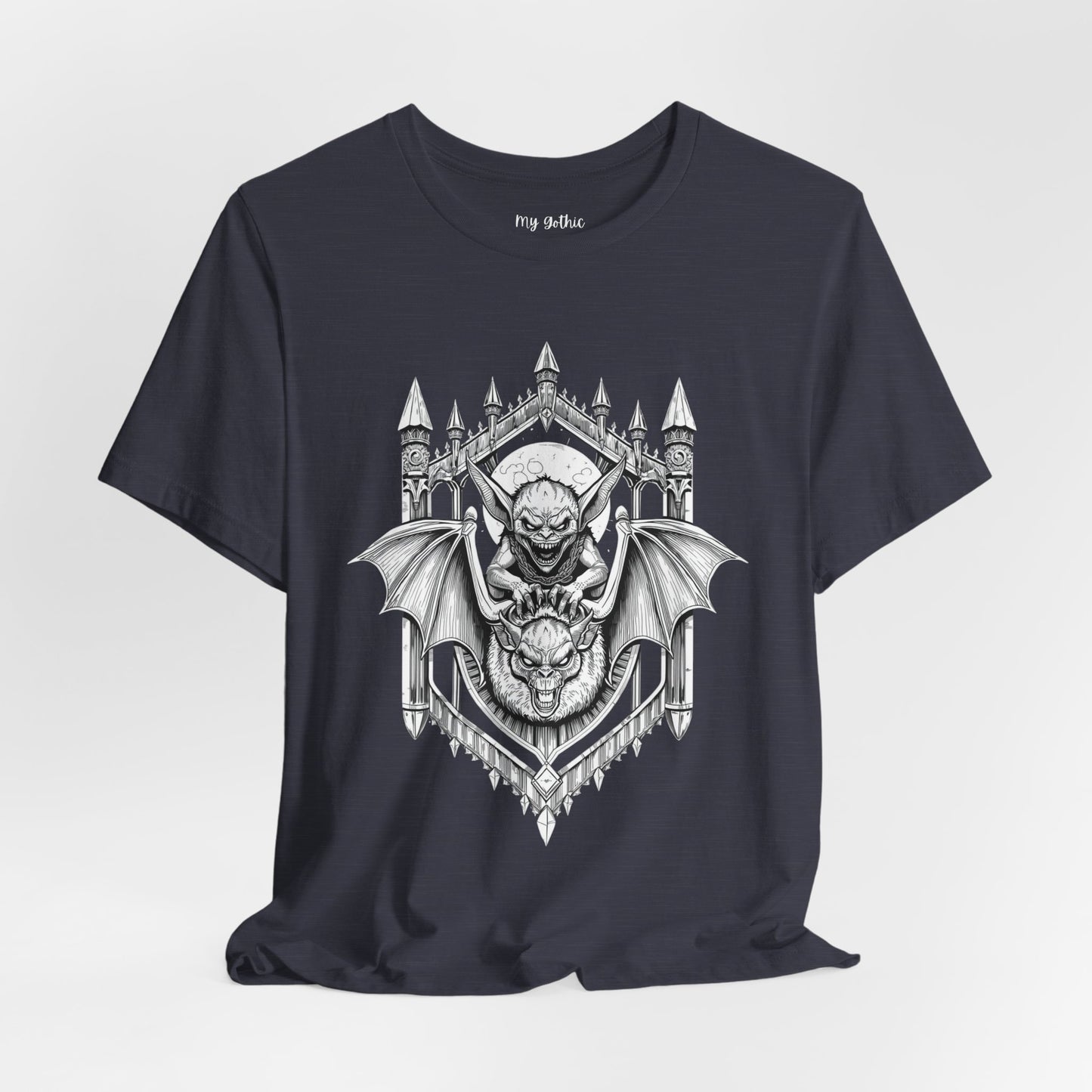 A Sinister Gremlin Riding on a Flying Bat - Graphic Tee