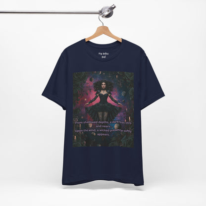 Gothic Sorceress Tee — "From shadowed depths..." Dark Fantasy Graphic T-Shirt