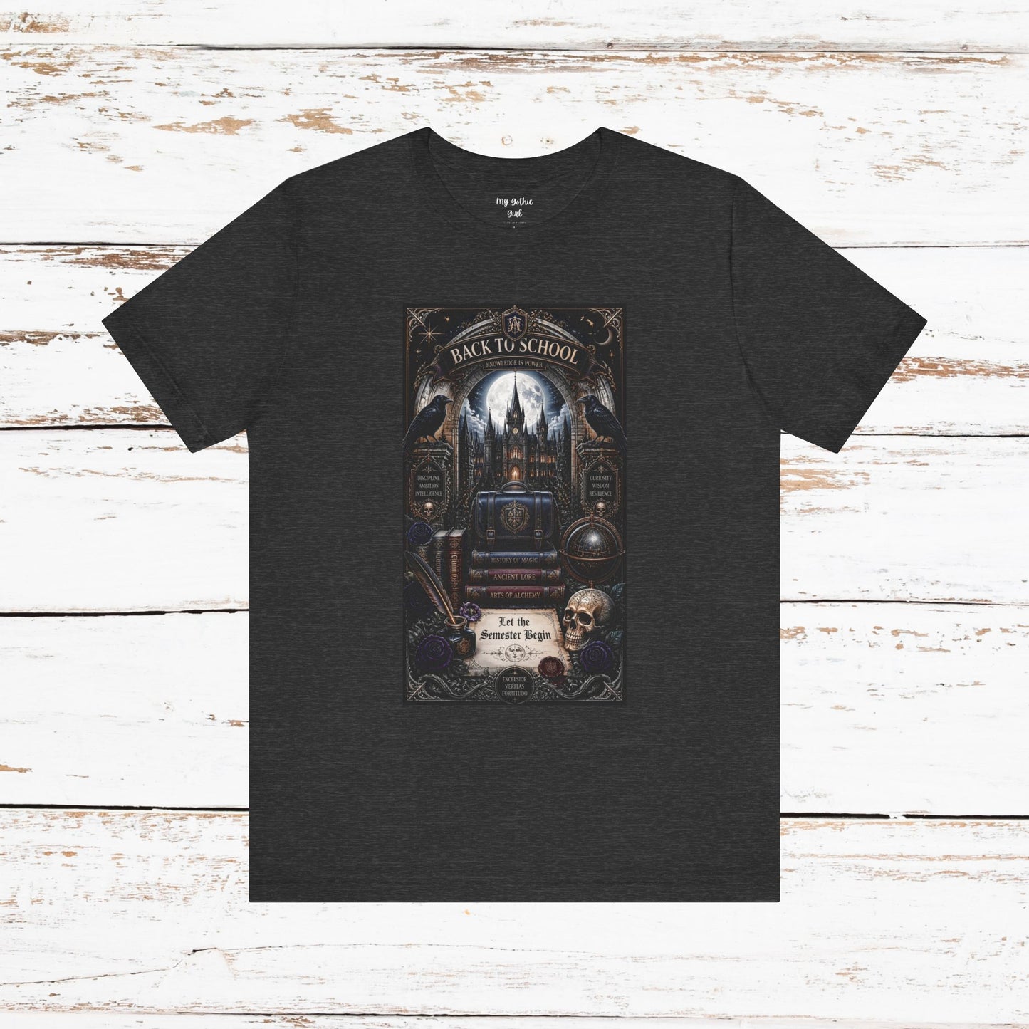 Back to School Gothic T-Shirt — Haunted Academy Illustration