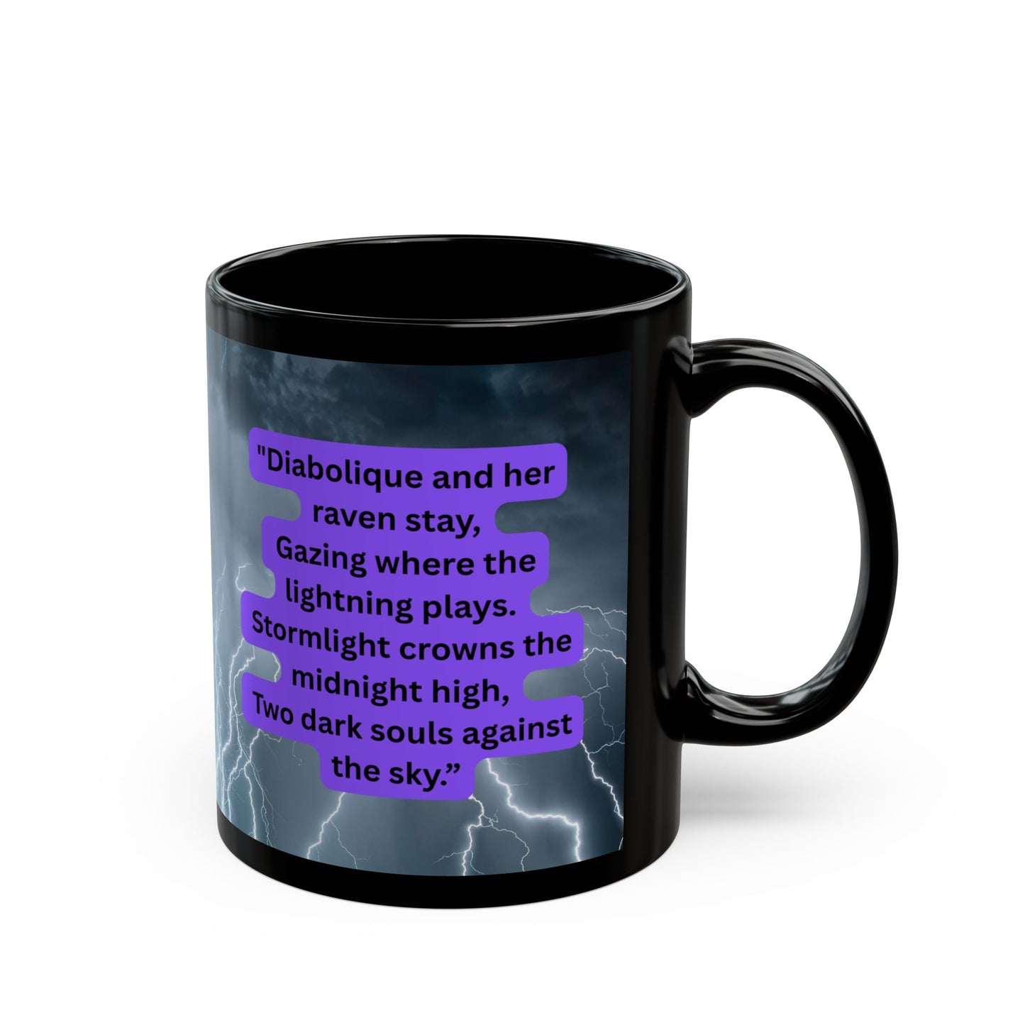 "Diabolique Mistress of Illumination Black 11 oz Mug – “Mystical Gothic witch coffee mug adorned with dark, enchanting design.”