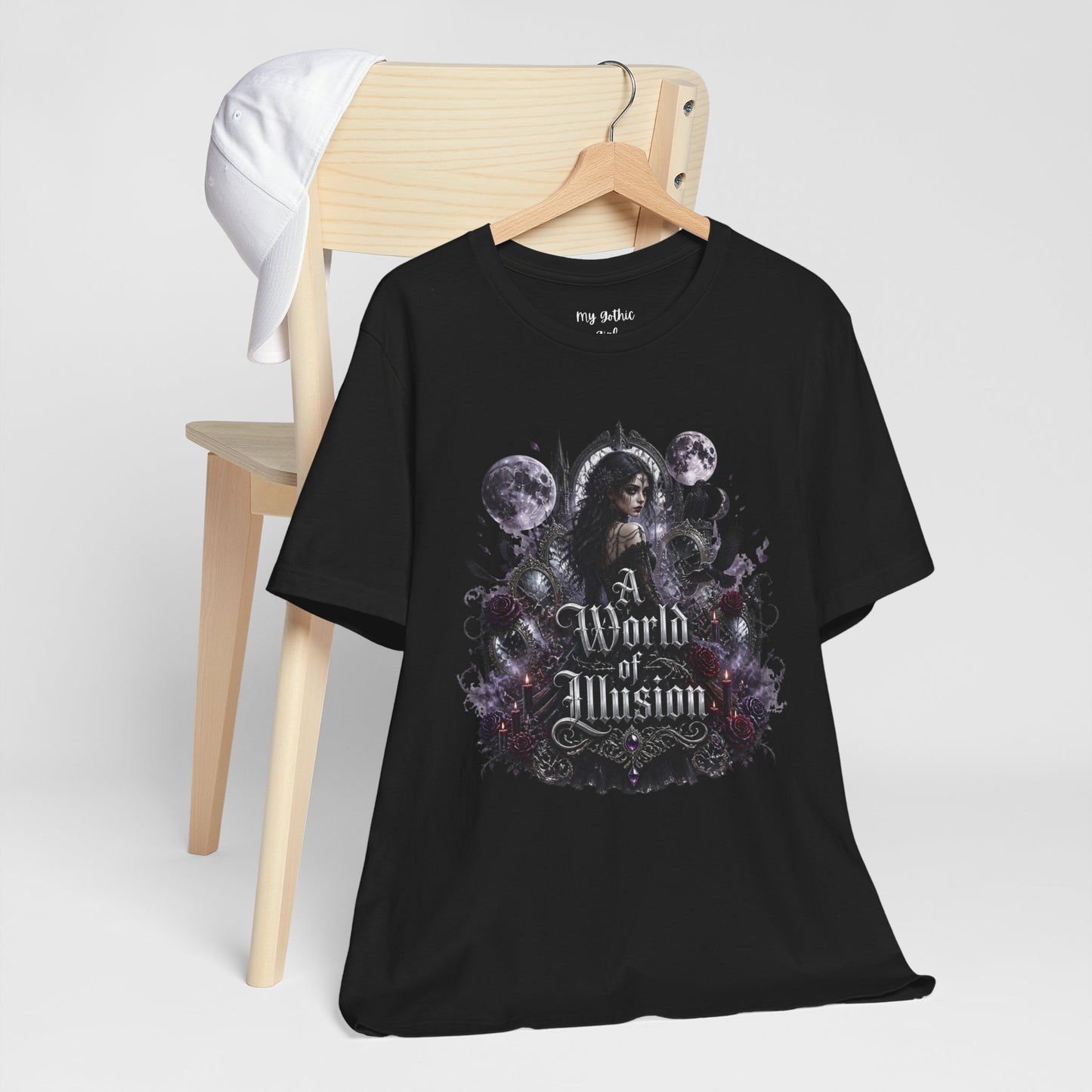 Gothic Moonlight Tee — "A World of Illusion" Graphic T-Shirt