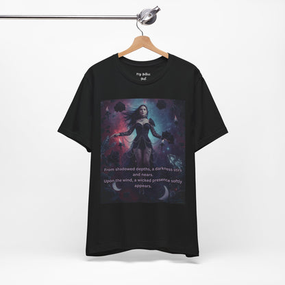 Fantasy Witch T‑Shirt — "From shadowed depths..." Mystical Gothic Tee