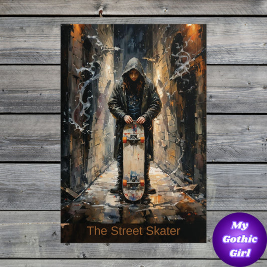 Street Skater Wall Poster — Urban Skateboard Art Print