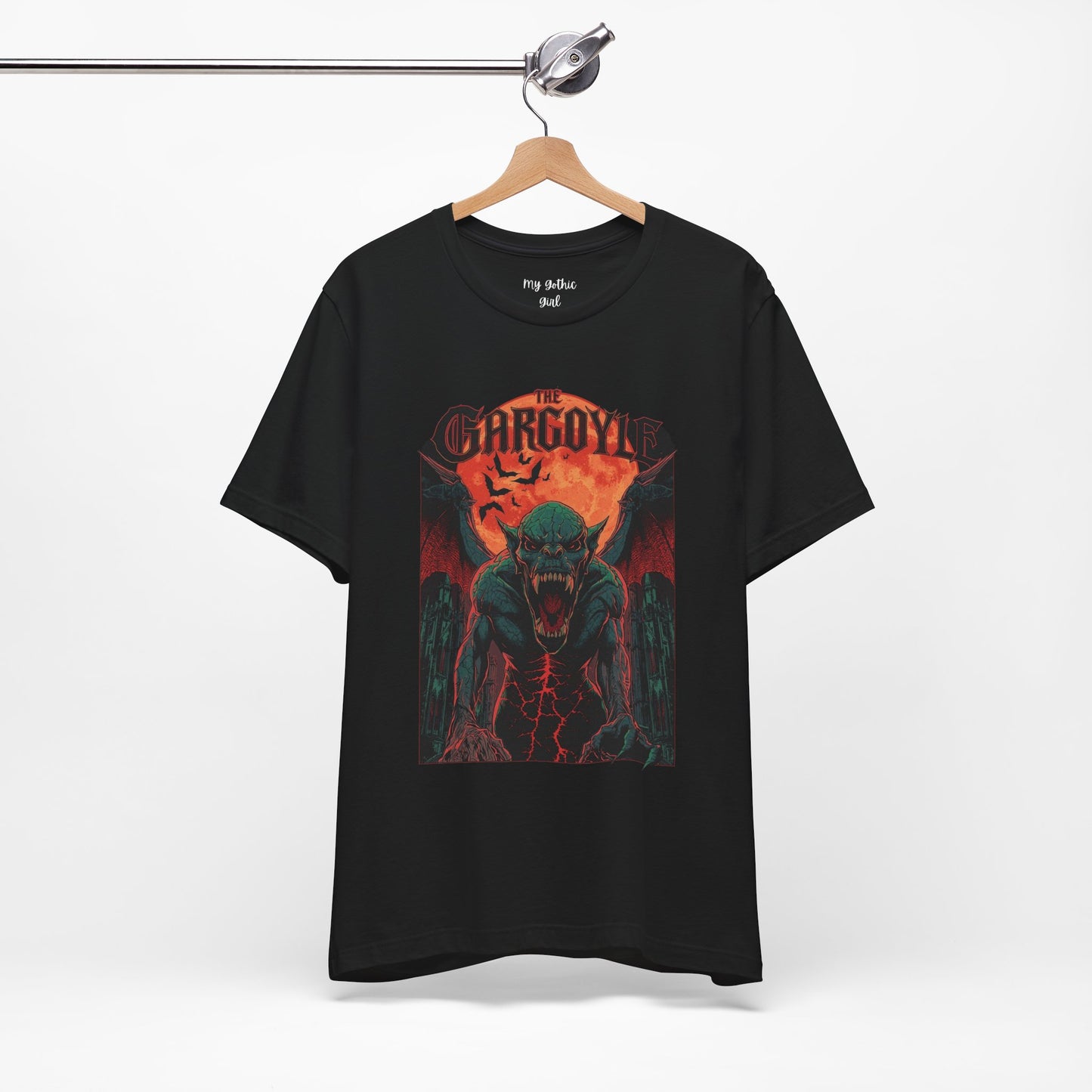 "The Gargoyle" — Dark Gothic Winged Statue Graphic Tee Design