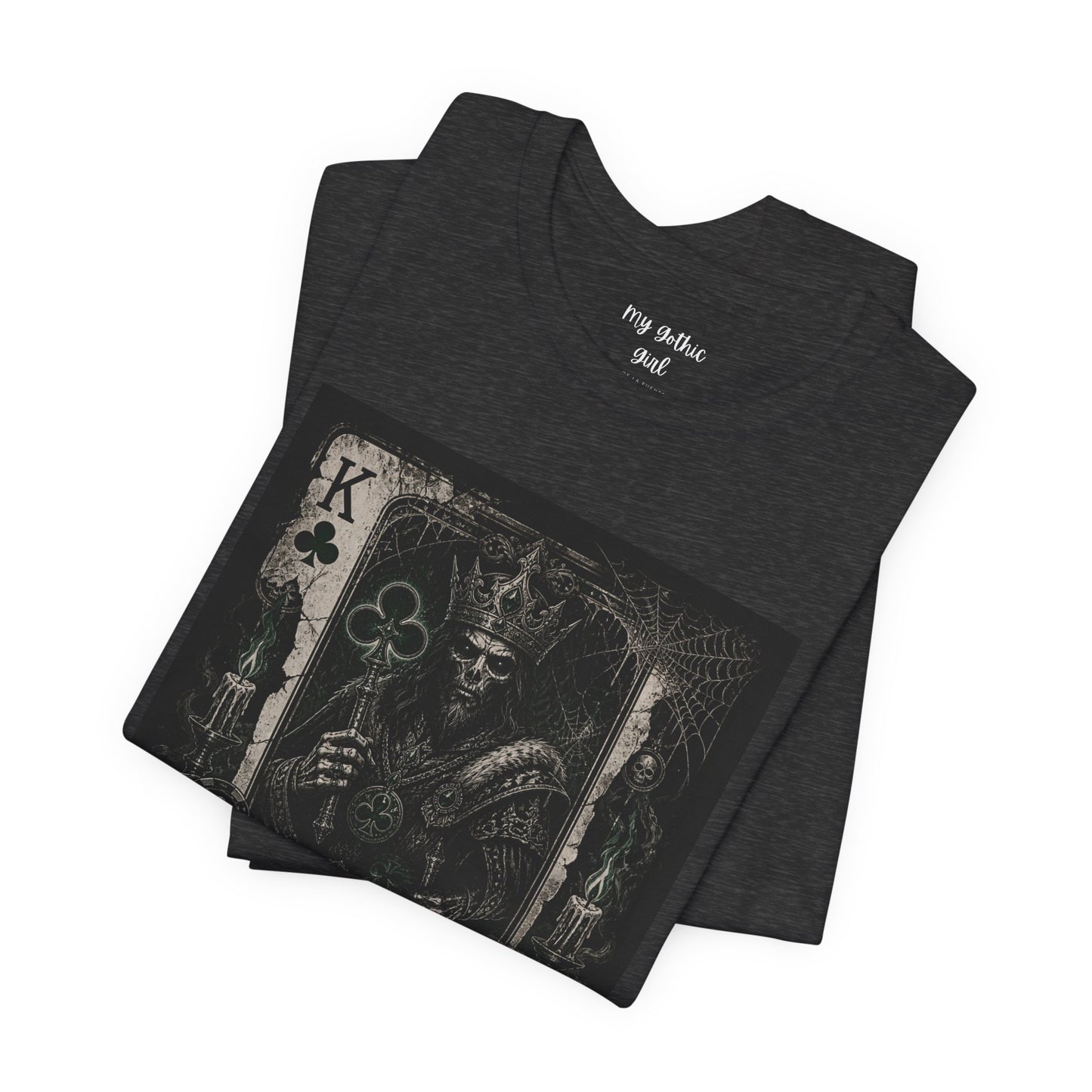 King of Clubs Gothic Playing Card Tee — Dark Skull Poker Graphic T-Shirt