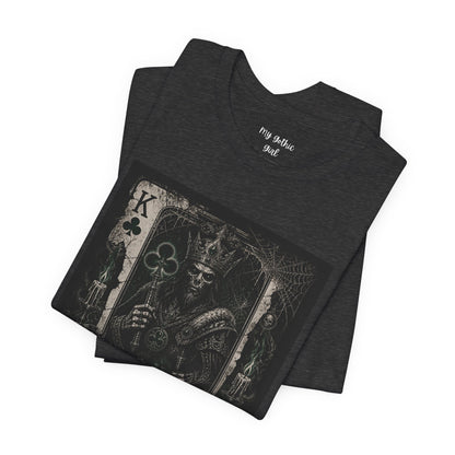 King of Clubs Gothic Playing Card Tee — Dark Skull Poker Graphic T-Shirt