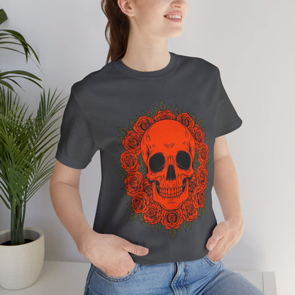 "ORANGE SKULL & ROSES"  Gothic Graphic T-Shirt – Alt Aesthetic Poetic Goth Streetwear
