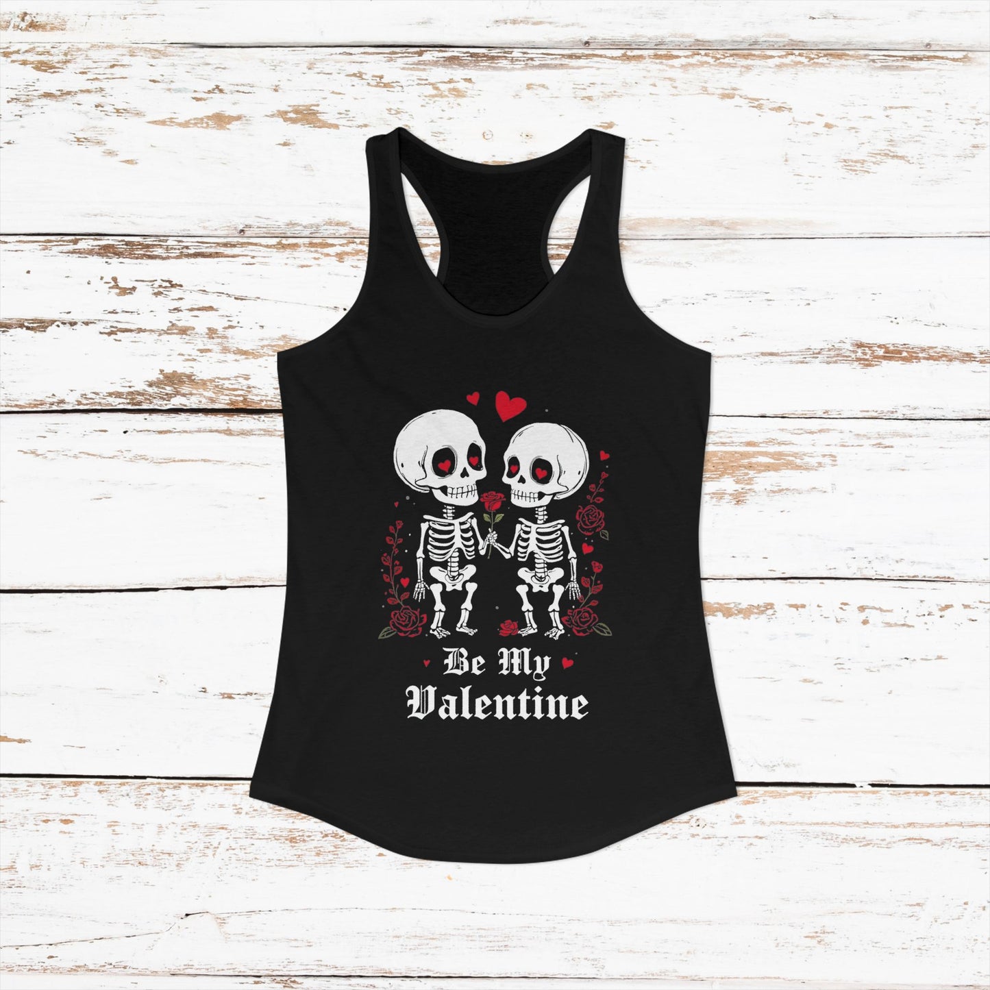 Cute Gothic Skeleton Romance Shirt — Women's Racerback Tank