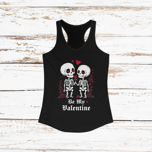Cute Gothic Skeleton Romance Shirt — Women's Racerback Tank