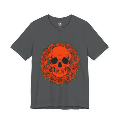 "ORANGE SKULL & ROSES"  Gothic Graphic T-Shirt – Alt Aesthetic Poetic Goth Streetwear