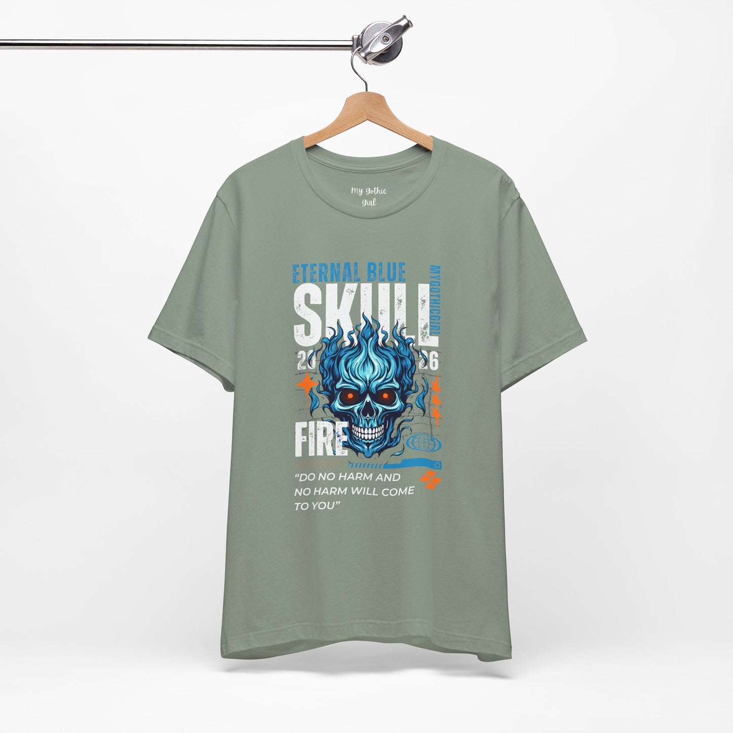 Eternal Blue Skull Flame Gothic Tee