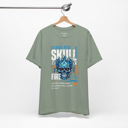 Eternal Blue Skull Flame Gothic Tee