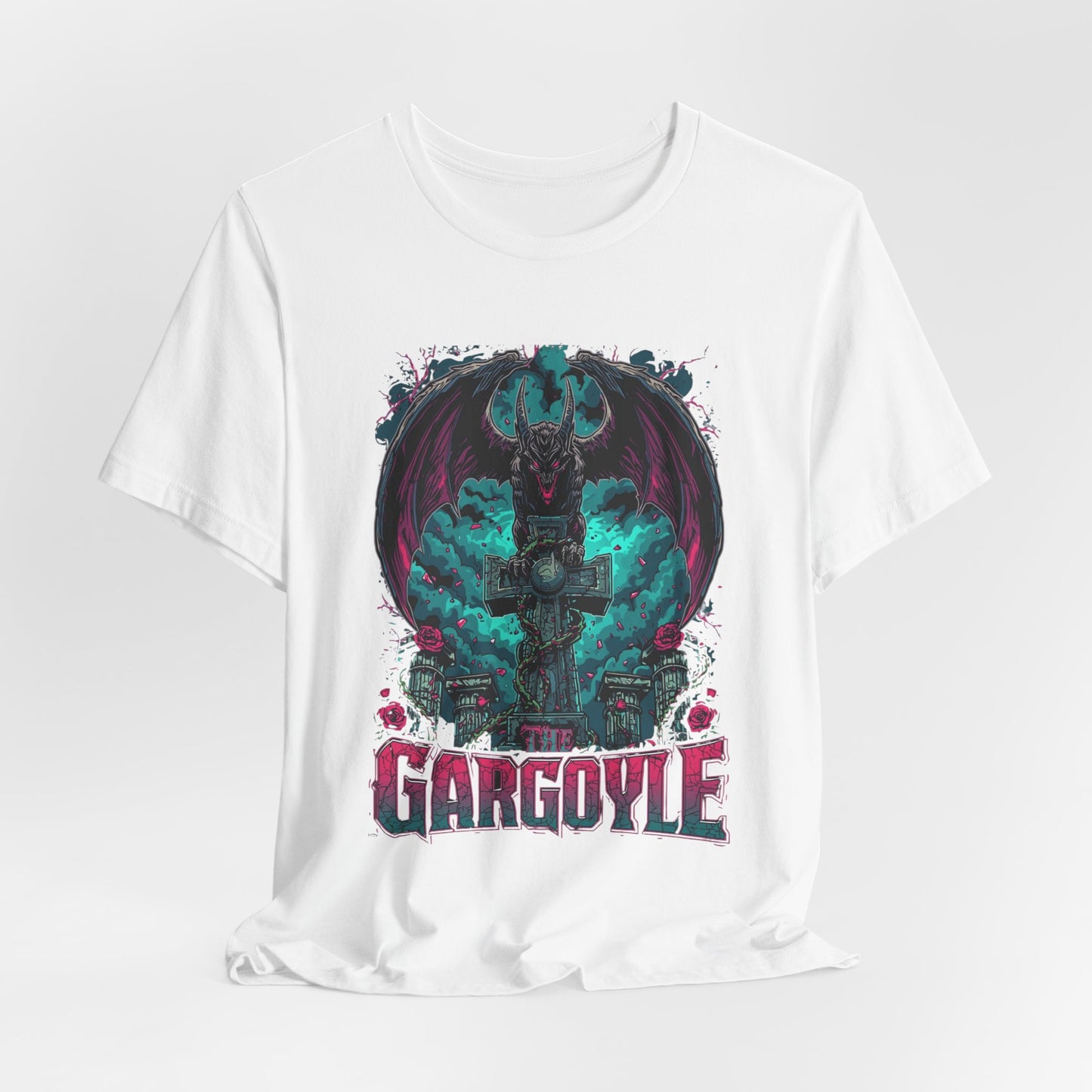 Gargoyle Graphic Tee — Dark Gothic Winged Statue Design