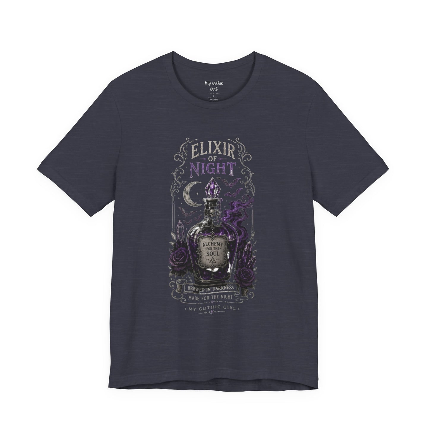 "Elixir of Night - Alchemy for the Soul" Gothic Design Short Sleeve T Shirt