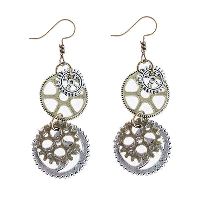 coadipress Antique Steampunk Gear Earrings for Women Unique Handmade Vintage Bronze Mix-tone Gothic Tool Earrings Jewelry Gifts (Antique Steampunk Gear)