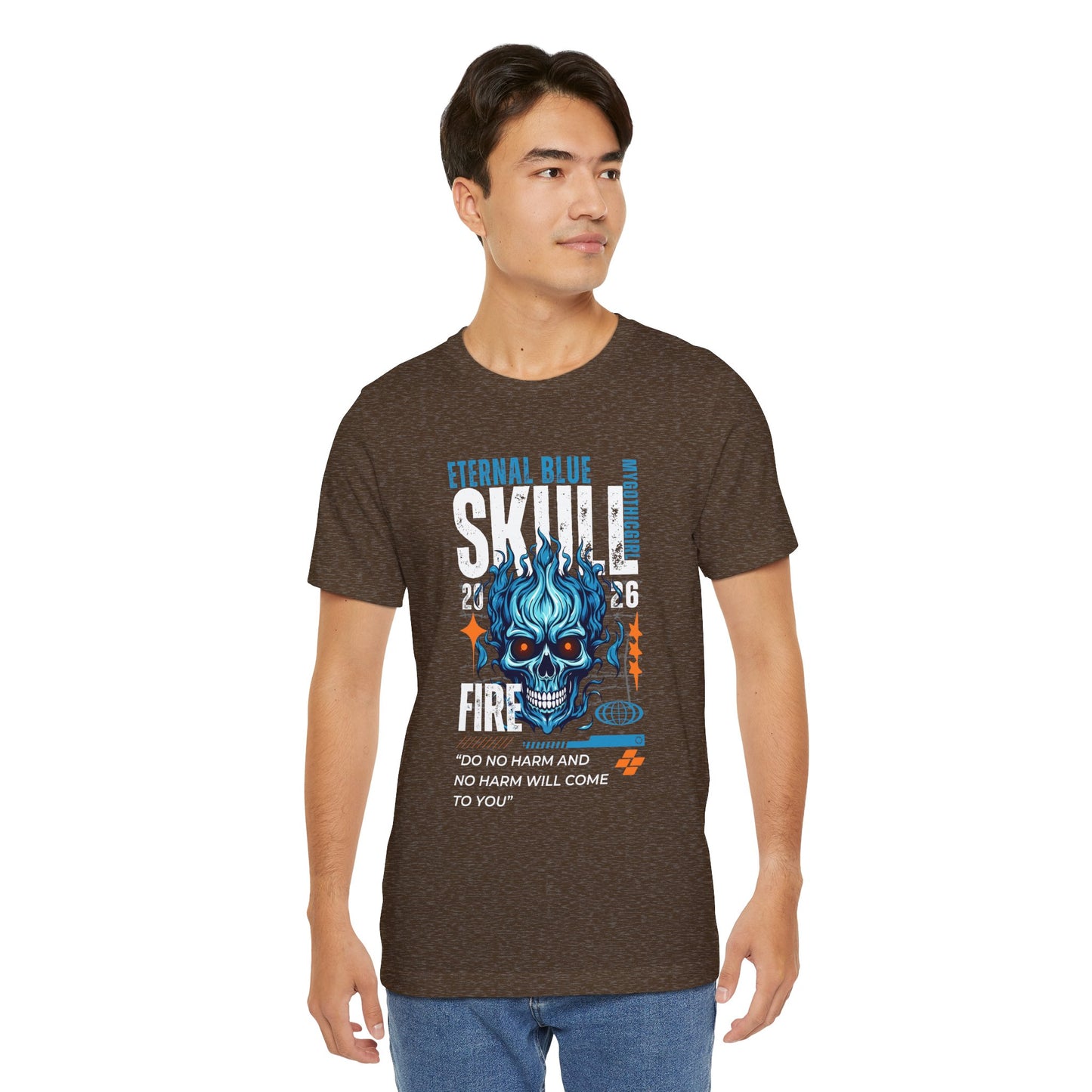 Eternal Blue Skull Flame Gothic Tee