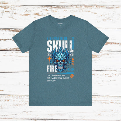 Eternal Blue Skull Flame Gothic Tee