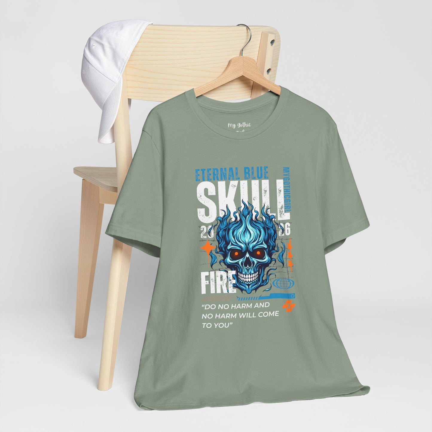 Eternal Blue Skull Flame Gothic Tee