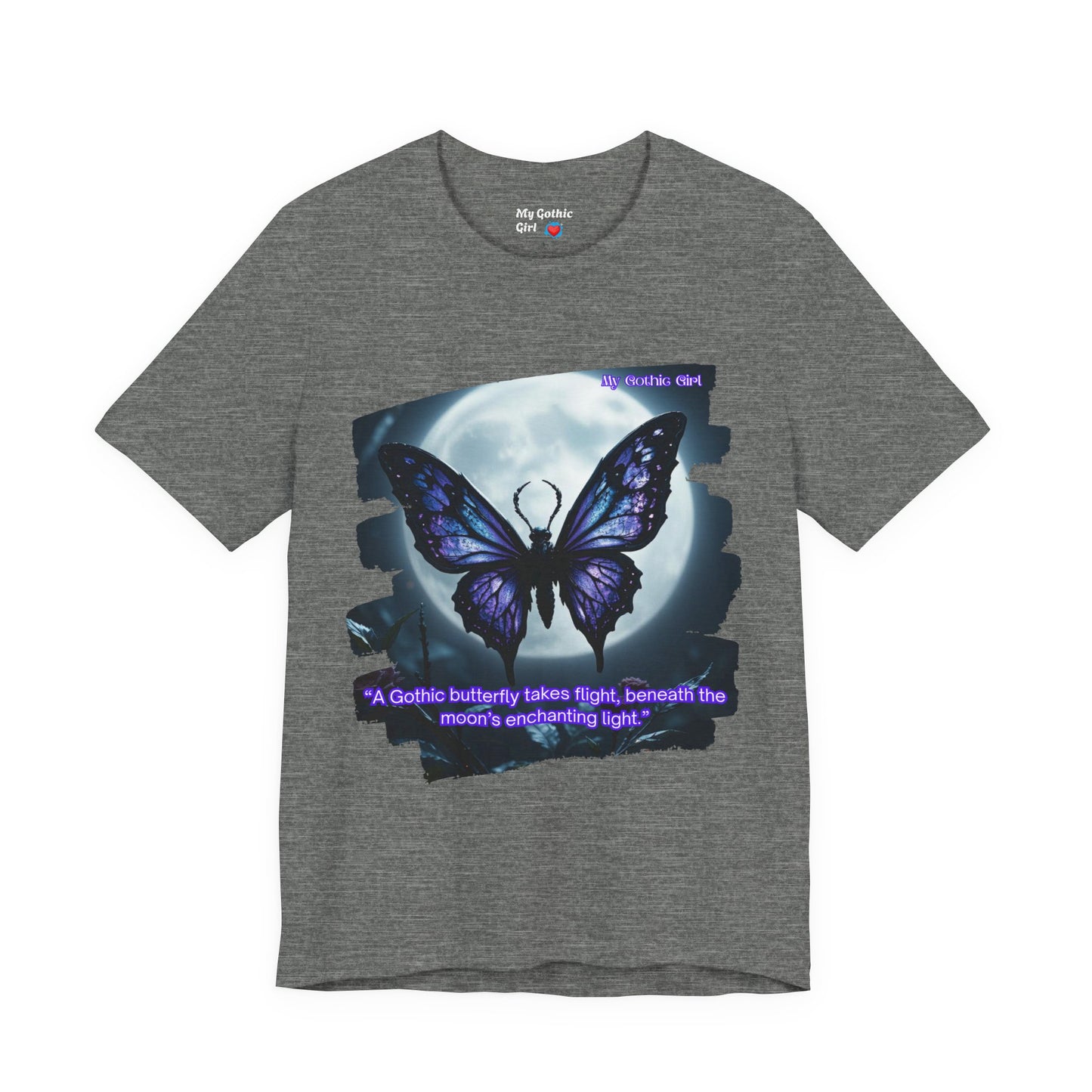 My Gothic Girl T-Shirt "Purple Gothic Butterfly" – Whimsy Goth Streetwear, Dark Poetry Fashion, Alt Aesthetic Apparel