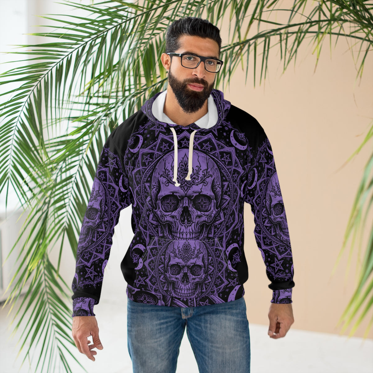Skull Mandala Moon All-Over-Print Hoodie — 'My Gothic Girl' Gothic Hooded Sweatshirt
