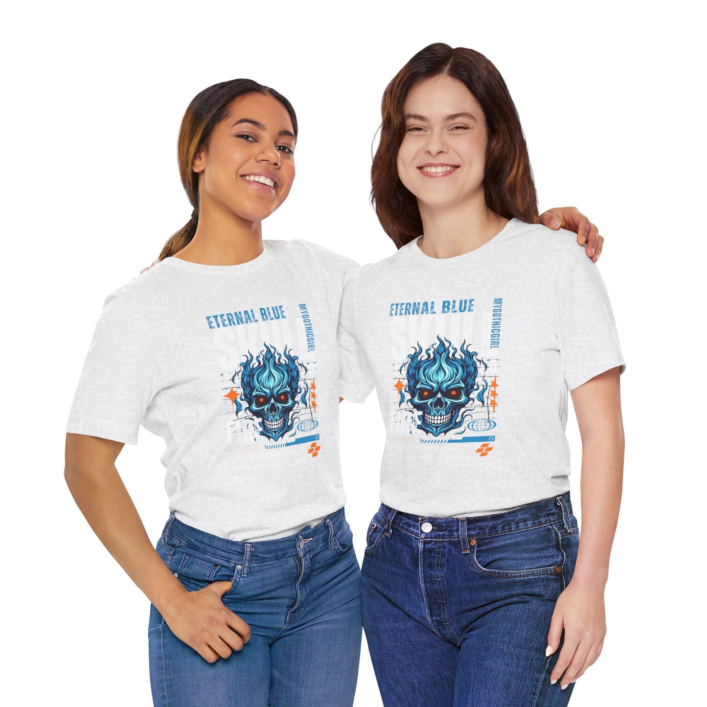 Eternal Blue Skull Flame Gothic Tee