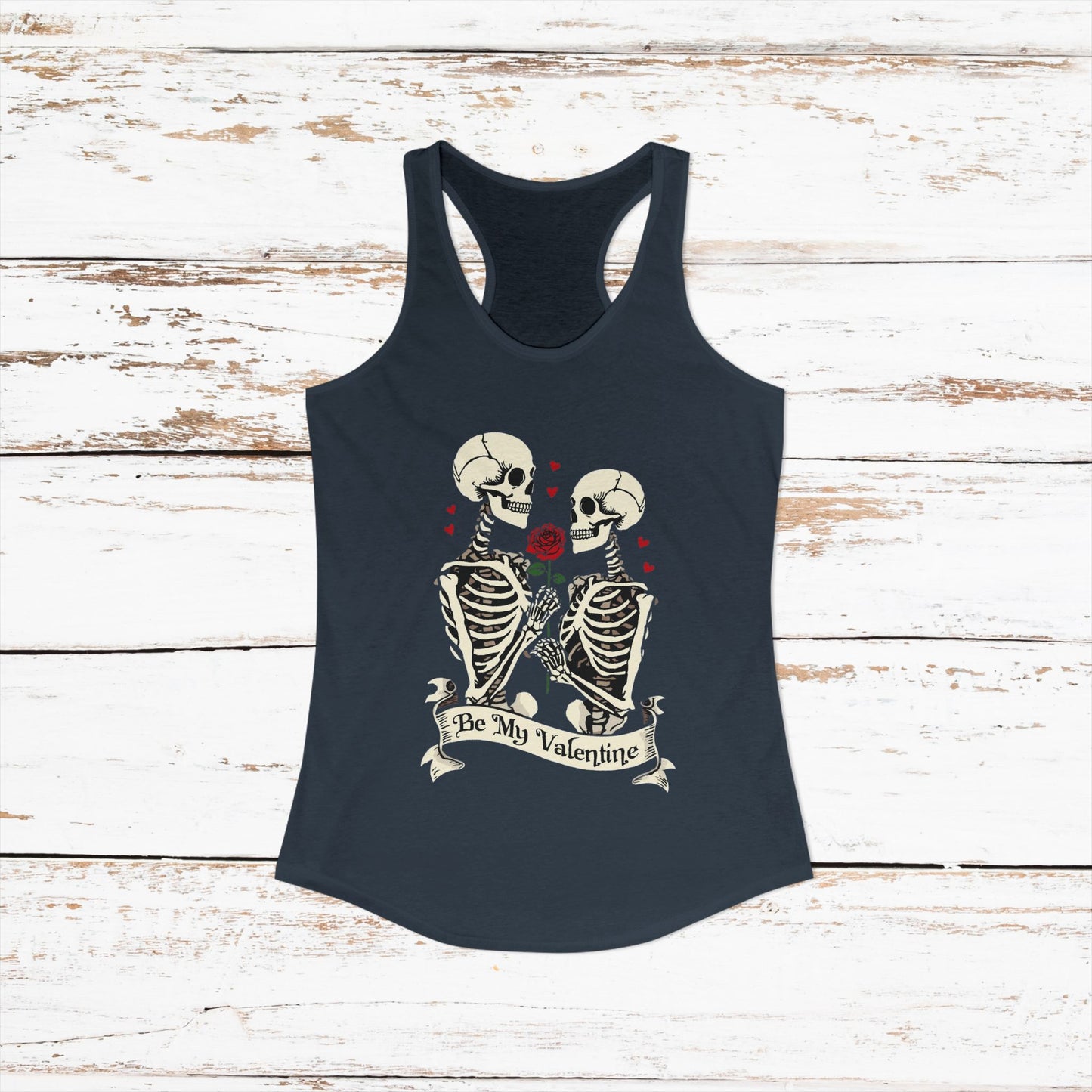 Cute Gothic Skeleton Romance Shirt — Women's Racerback Tank
