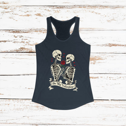 Cute Gothic Skeleton Romance Shirt — Women's Racerback Tank