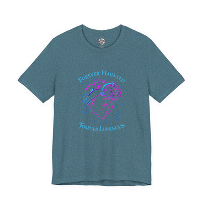"FOREVER HAUNTED, FOREVER LUMINOUS"  Gothic Graphic T-Shirt – Alt Aesthetic Poetic Goth Streetwear