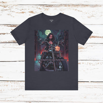 Dark Rider Motorcycle T-Shirt — "A dark desire now sets forth into the night" Gothic Tee