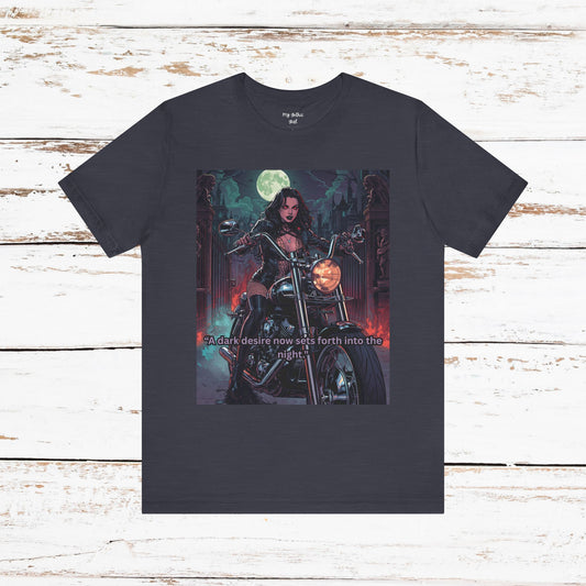 Dark Rider Motorcycle T-Shirt — "A dark desire now sets forth into the night" Gothic Tee