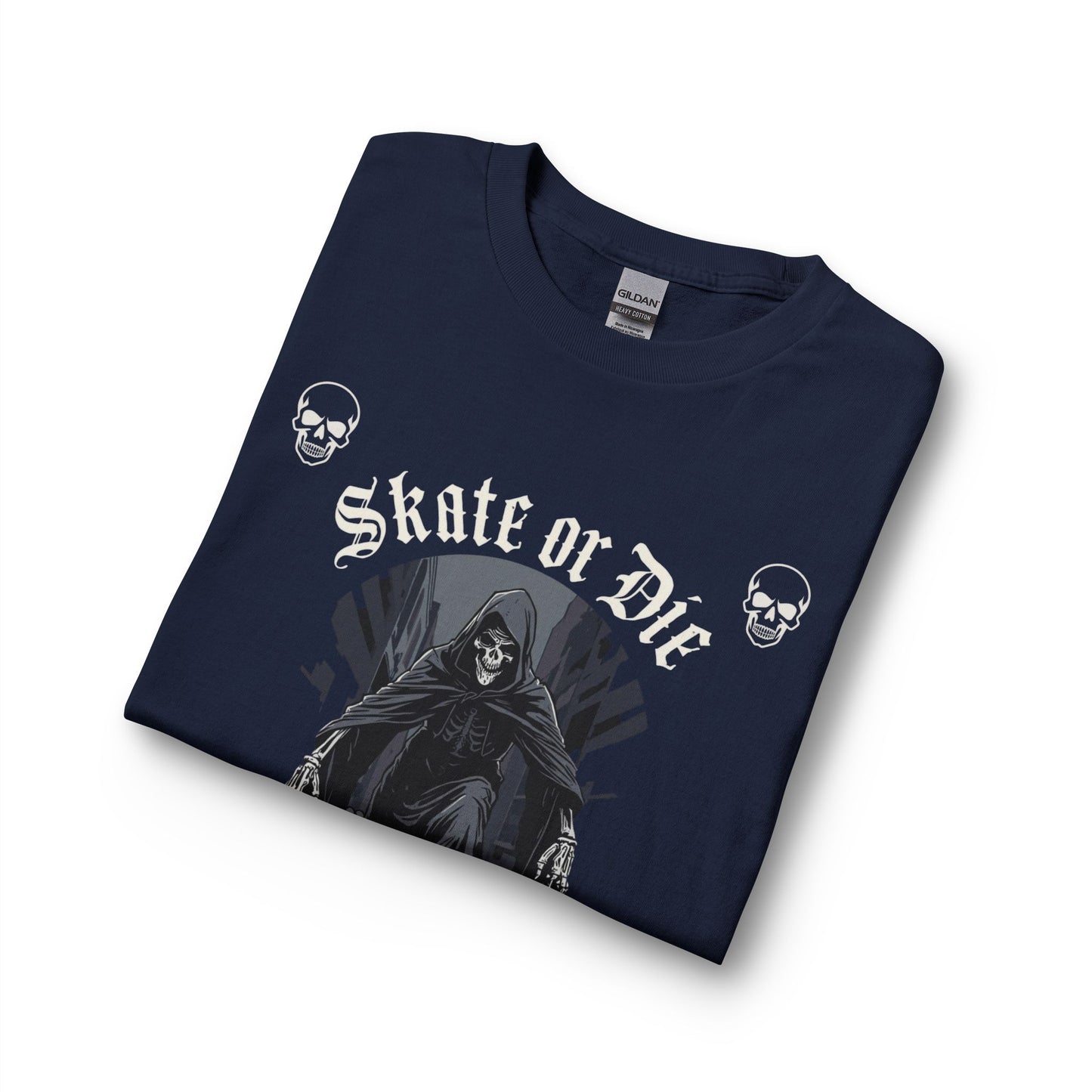 Skate or Die Long Sleeve Shirt — Gothic Skull Skateboard Tee