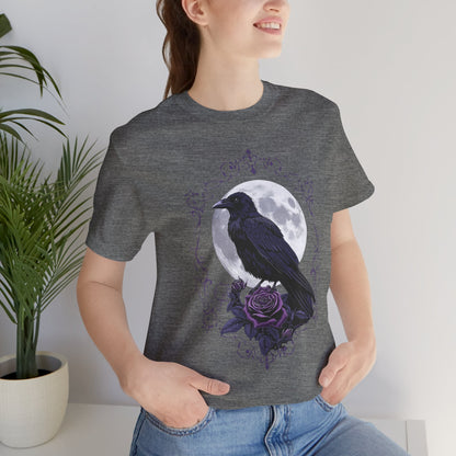 "The Raven and Moon"  Gothic Graphic T-Shirt – Alt Aesthetic Poetic Goth Street-wear