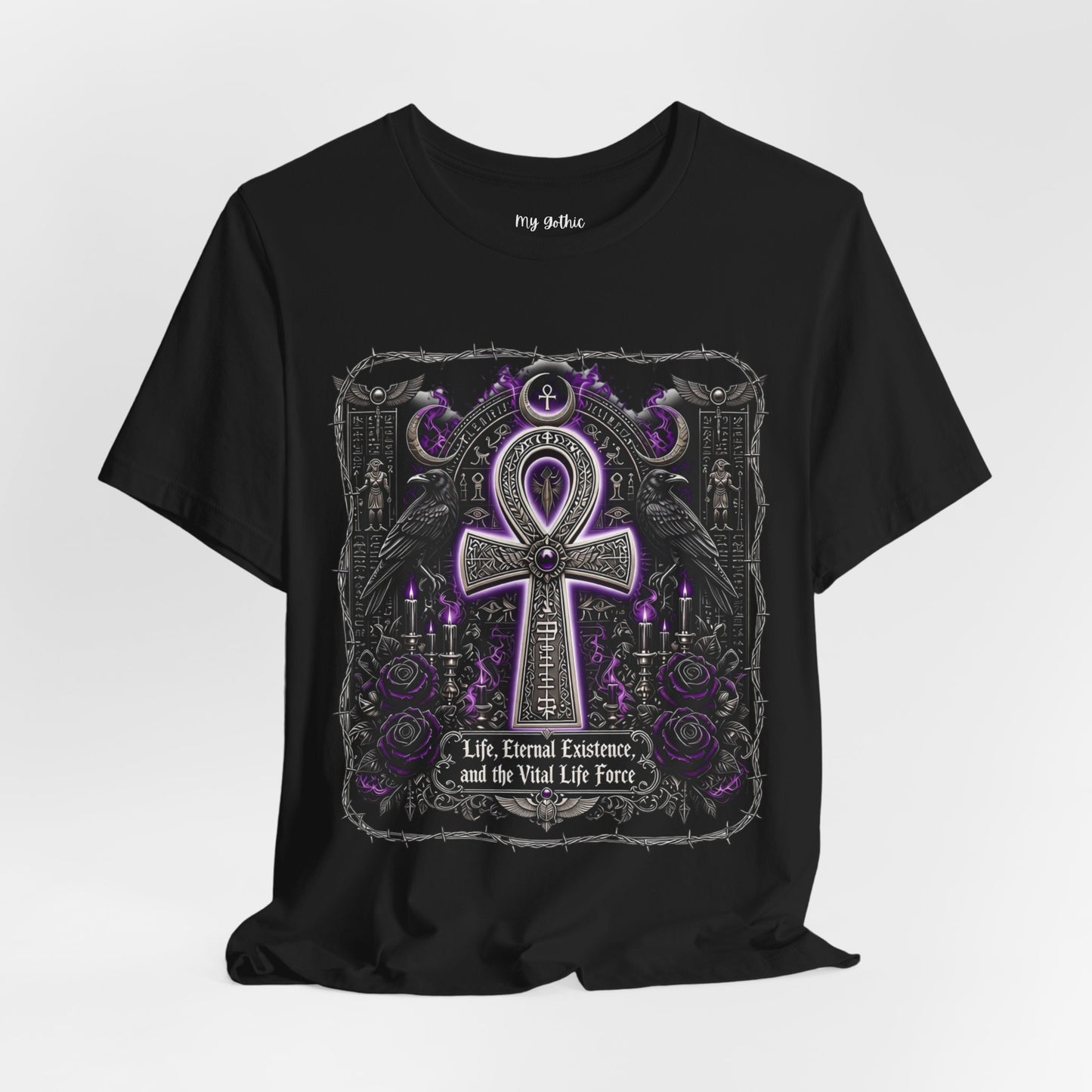Ankh Gothic Tee — Life, Eternal Continuity & Vital Life Force Graphic T-Shirt