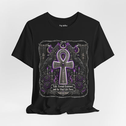 Ankh Gothic Tee — Life, Eternal Continuity & Vital Life Force Graphic T-Shirt