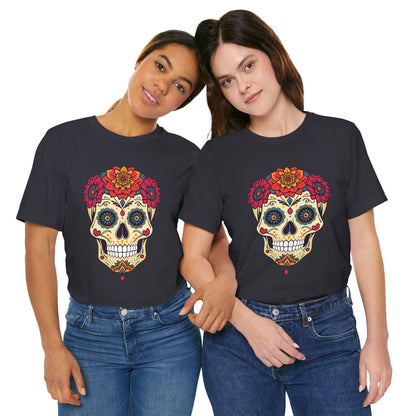 Day of the Dead Sugar Skull T‑Shirt — Floral Calavera Graphic Tee