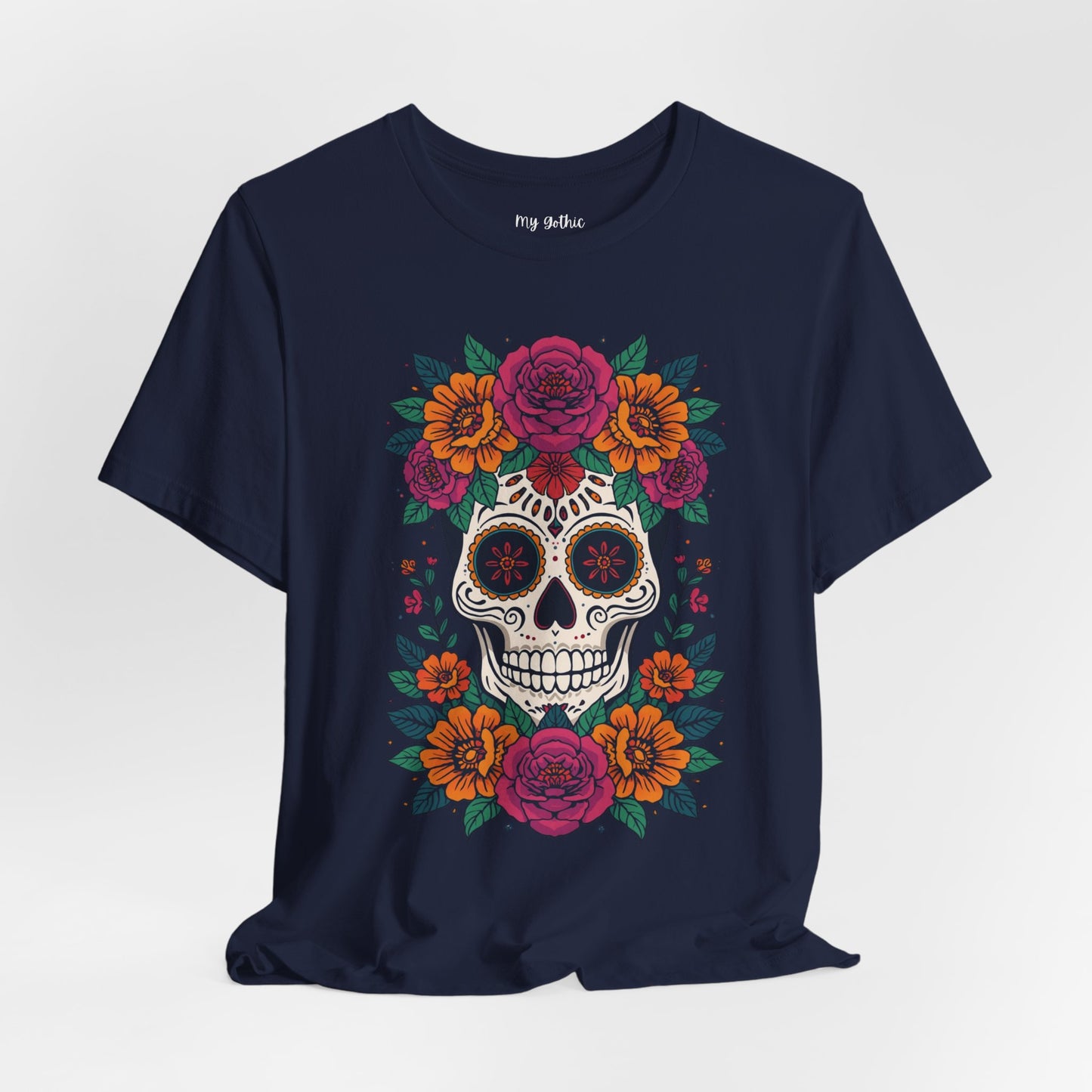 Sugar Skull Floral Tee — Day of the Dead Skull T-Shirt