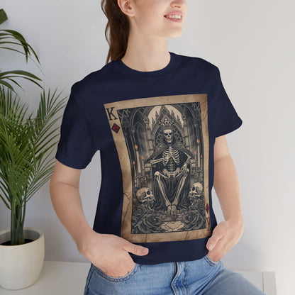 Skeleton King Playing Card Graphic Tee — Gothic Skull Throne T-Shirt