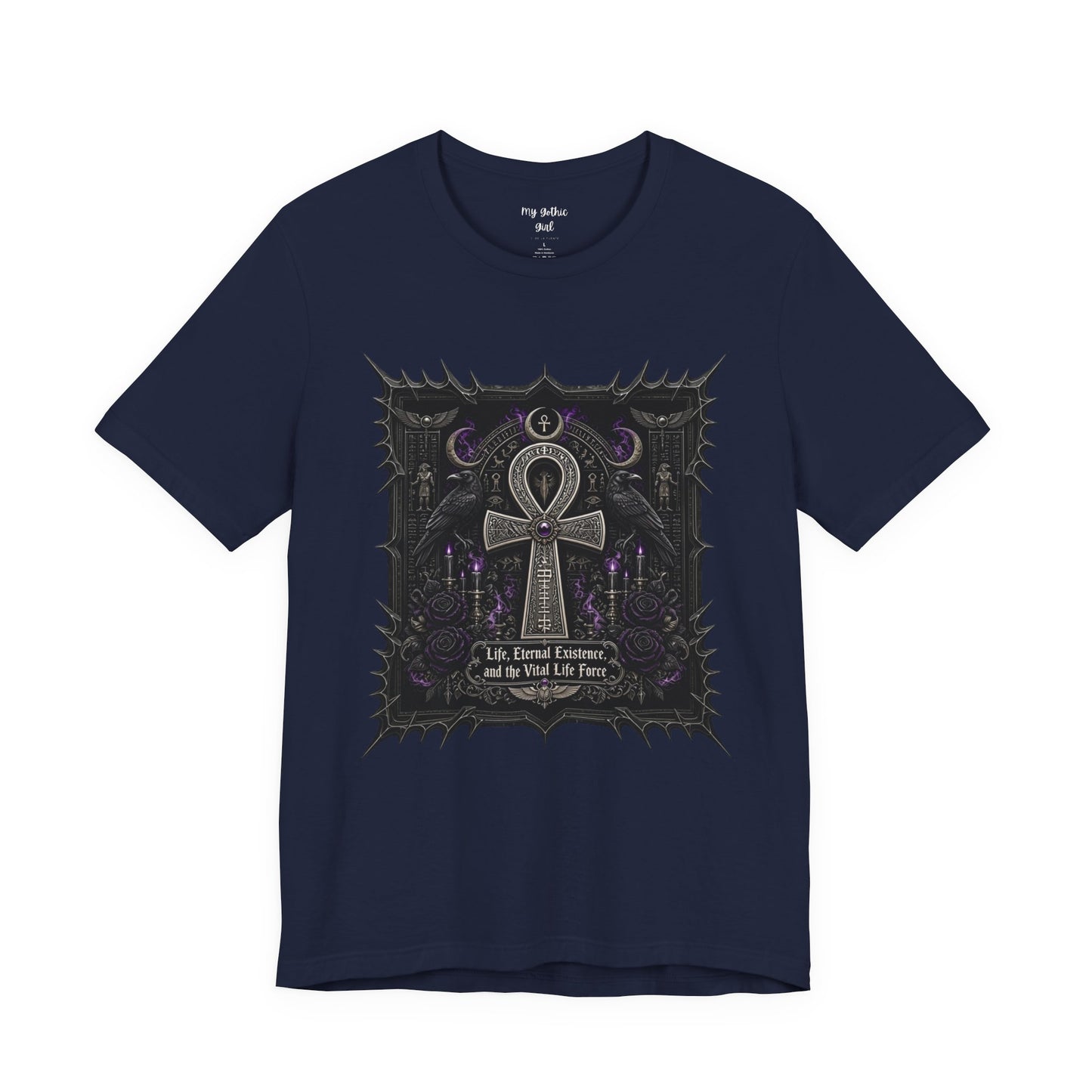 Ankh Gothic Tee — "Life, Eternal Existence and the Will to Fear" Black Graphic T-Shirt