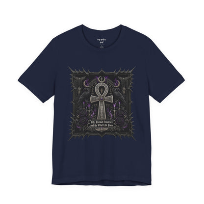 Ankh Gothic Tee — "Life, Eternal Existence and the Will to Fear" Black Graphic T-Shirt