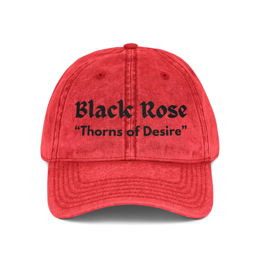 Black Rose - “Thorns of Desire” Vintage Baseball Cap Alt Goth Head-Wear