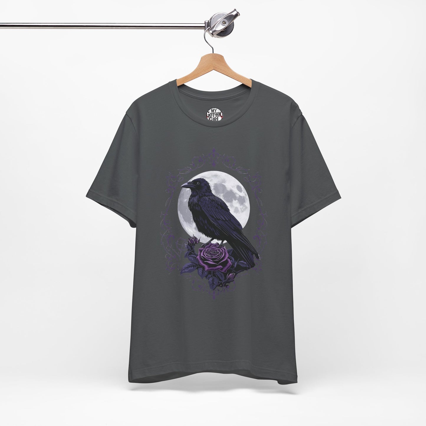 "The Raven and Moon"  Gothic Graphic T-Shirt – Alt Aesthetic Poetic Goth Street-wear