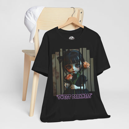 “Sweet Darkness” — Kawaii-style Gothic doll Graphic T-Shirt – Alt Aesthetic Poetic Goth Street-wear