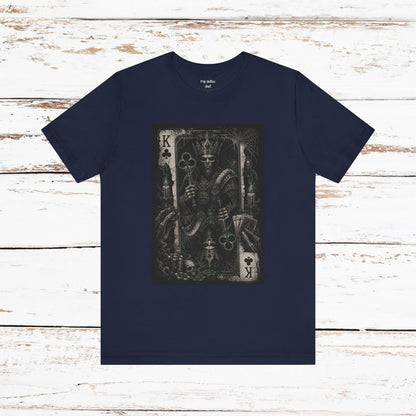 King of Clubs Gothic Playing Card Tee — Dark Skull Poker Graphic T-Shirt